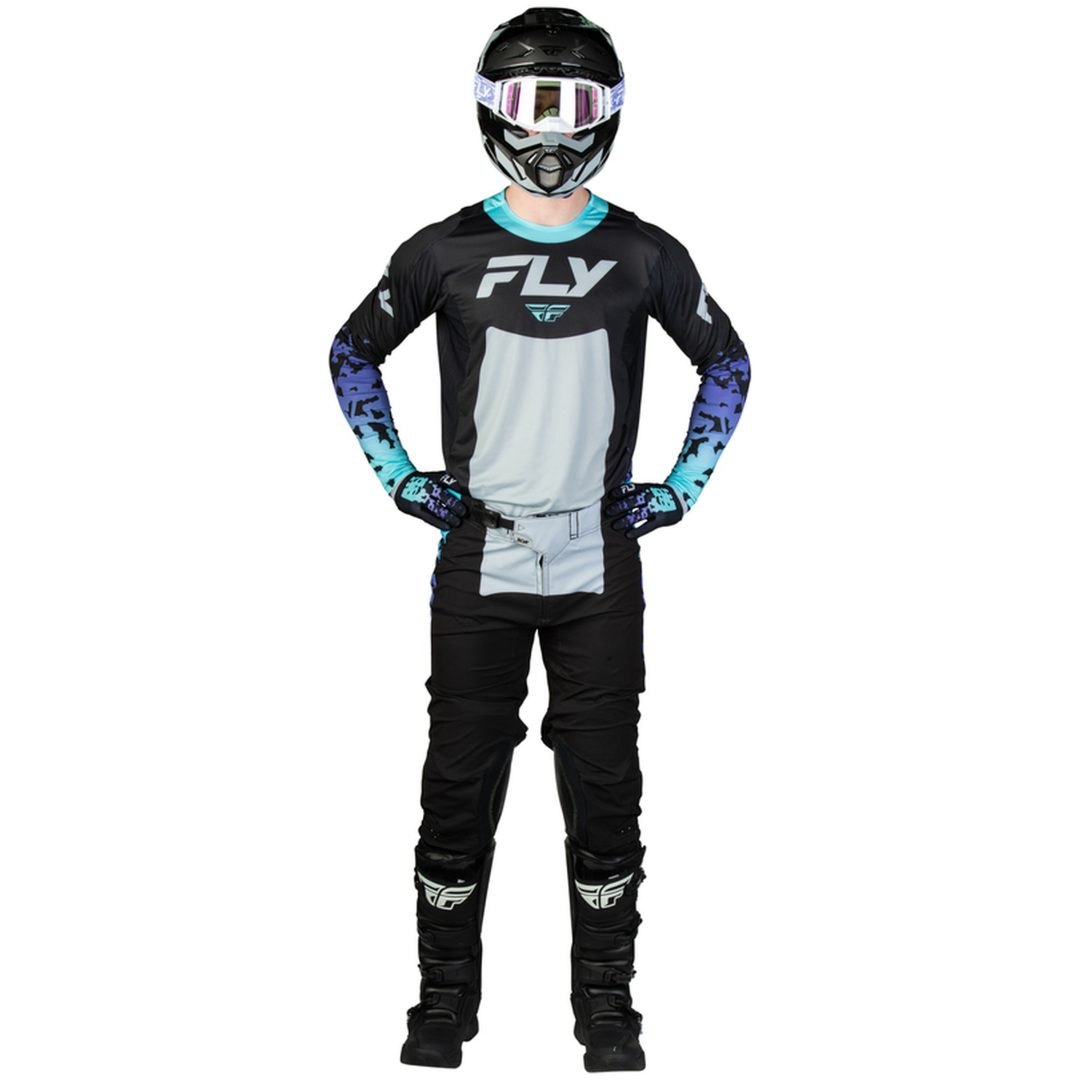 Crosstrøje Lite Flake Sort Grå FLY RACING s – billede 3