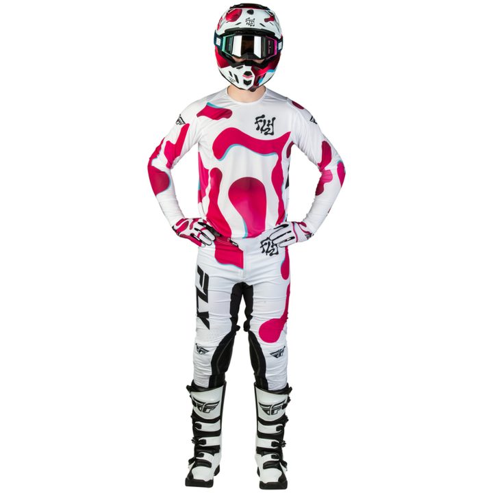 Crosstrøje Lite Vibe Hvid Pink Blå FLY RACING L – billede 3