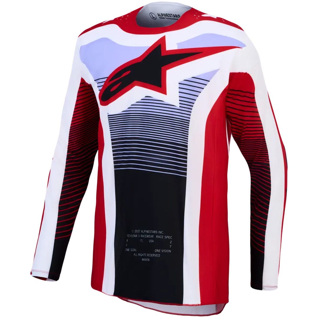 Crosstrøje Techstar Maven Sort Rød Hvid Alpinestars s