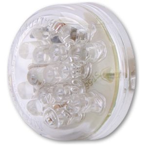 Disc LED taillight, clear glass, E-approved SHIN YO