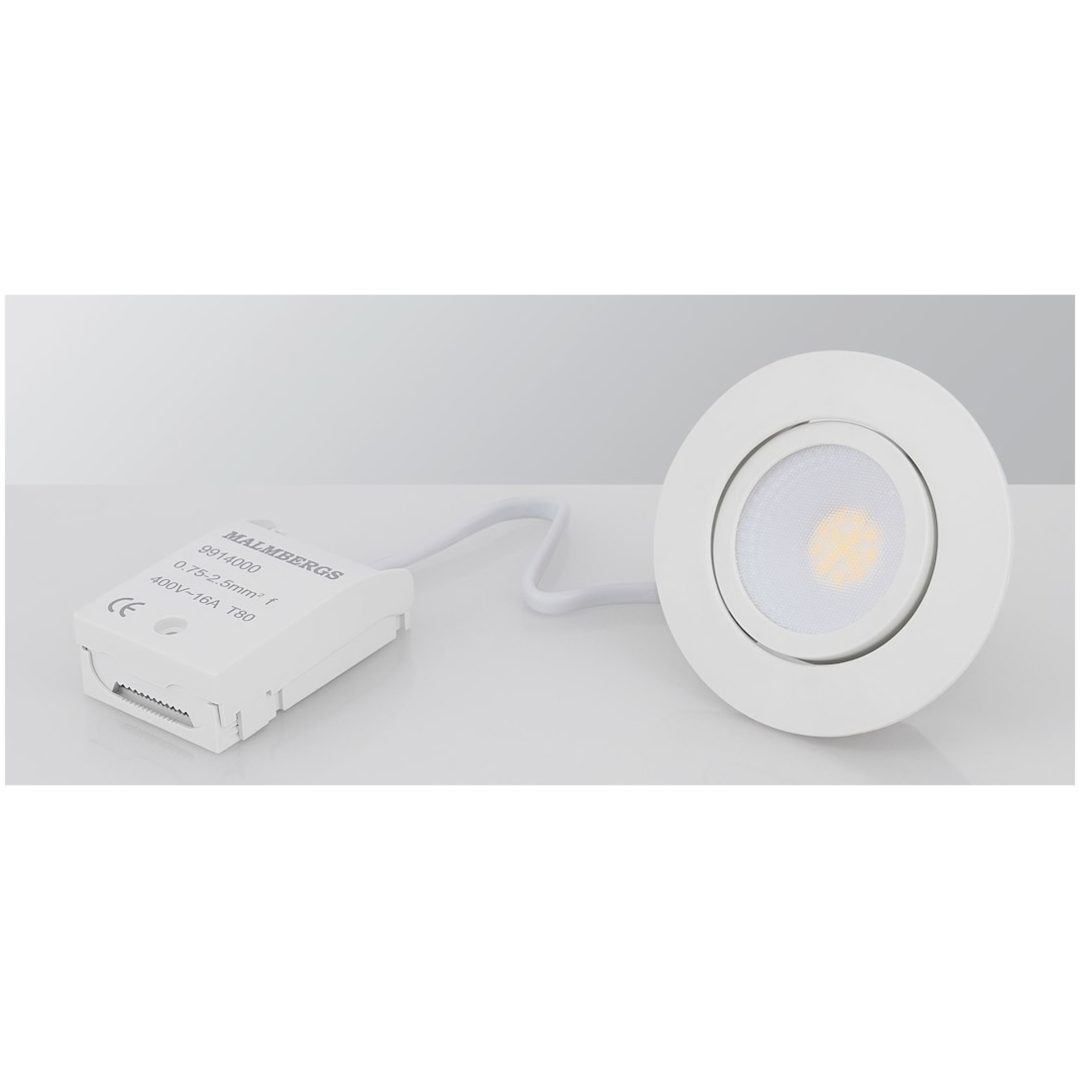 Downlight MD-230, LED, 3x5W, Hvid, IP44, 3-pak MALMBERGS