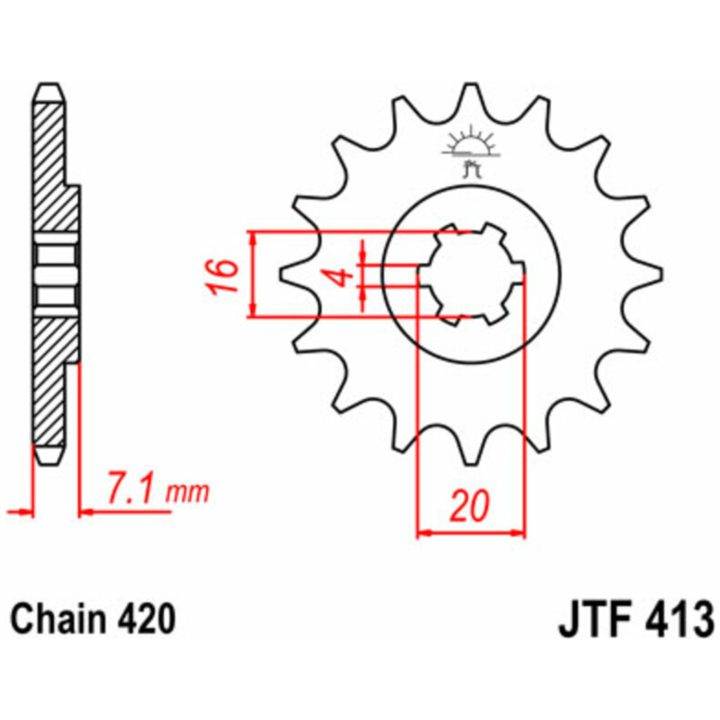 Drev Foran 413 Stål Standard JT SPROCKETS – billede 2