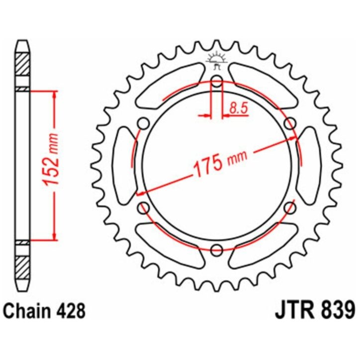 Drivpakke Forstærket/standard JT CHAINS 428HDR 16/53 – billede 2