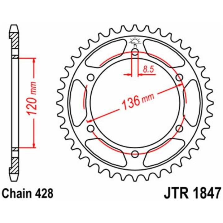Drivpakke Forstærket/standard JT CHAINS 428HDR 16/57 – billede 2