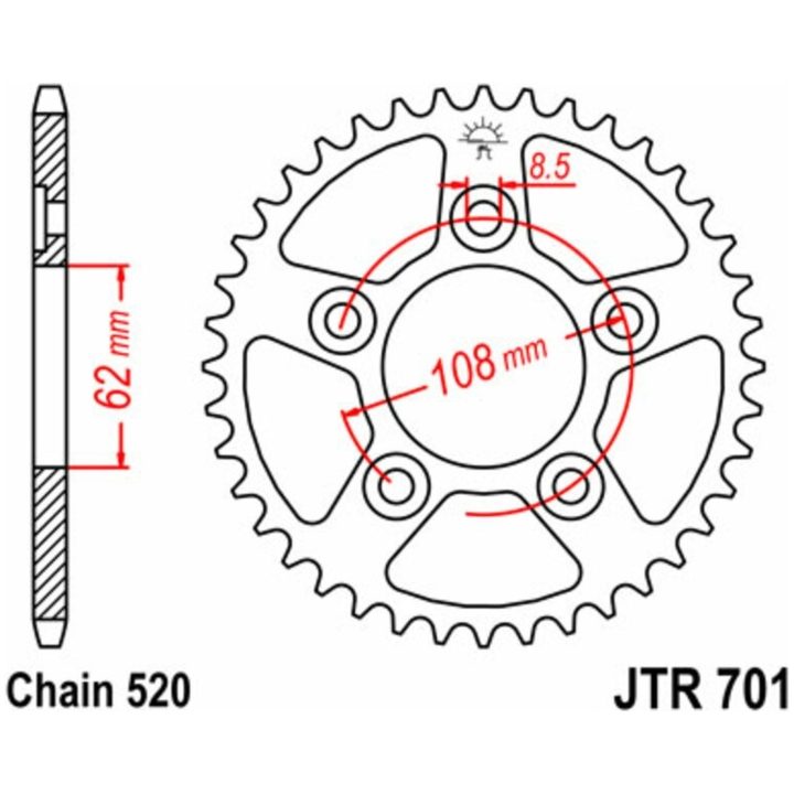 Drivpakke Forstærket/standard JT CHAINS 520X1R 14/41 – billede 2