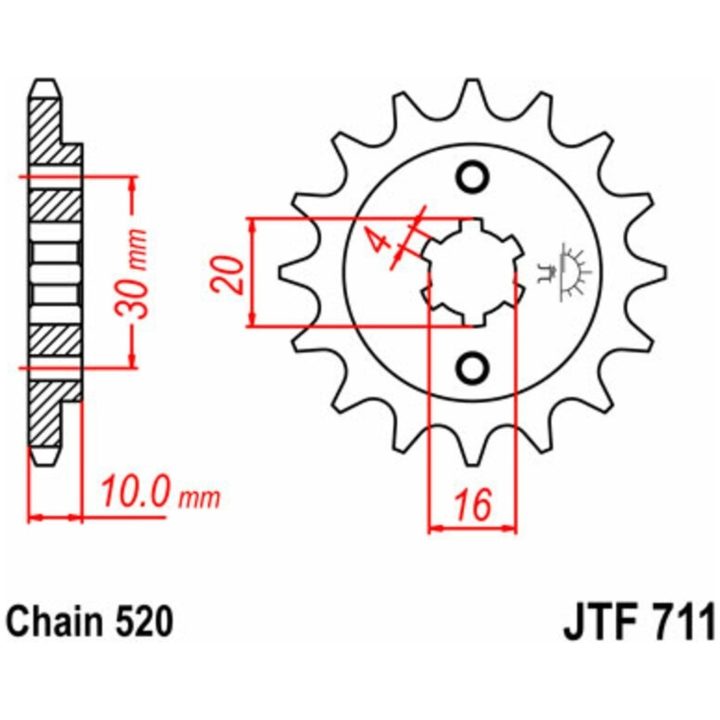 Drivpakke Forstærket/standard JT CHAINS 520X1R 14/43 – billede 5