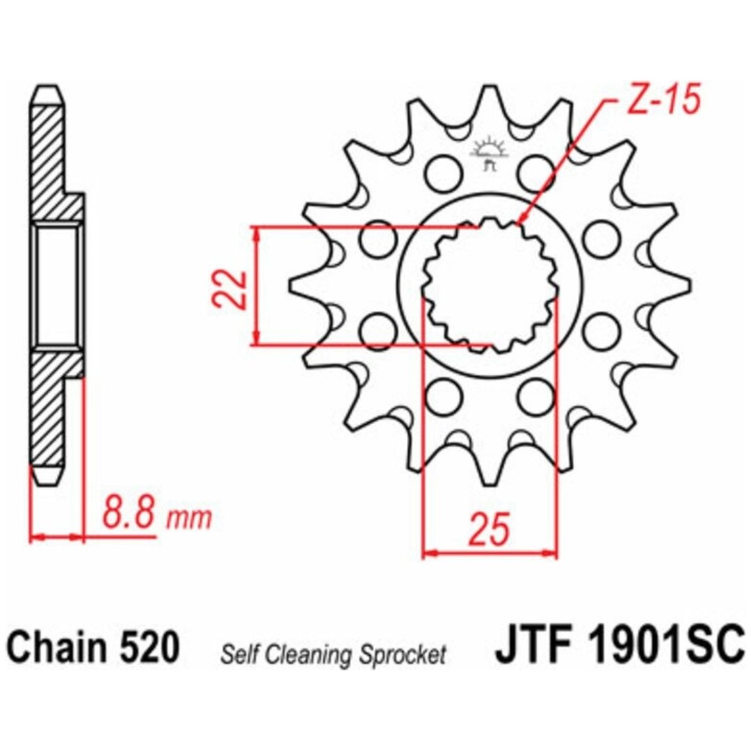 Drivpakke Forstærket/standard JT CHAINS 520X1R3 14/52 – billede 4