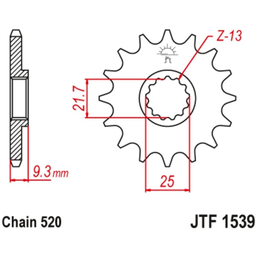 Drivpakke Forstærket/ultralet JT CHAINS 525X1R3 14/43 – billede 4
