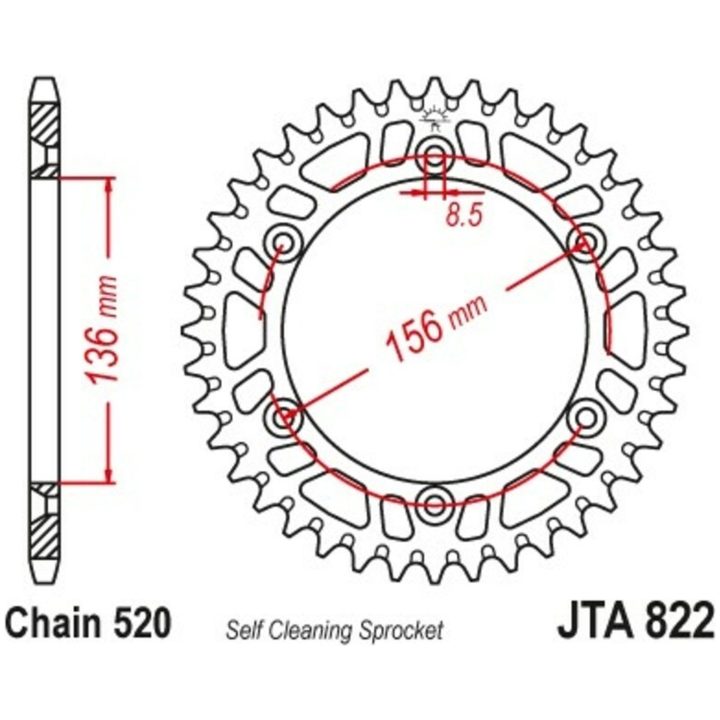 Drivpakke Forstærket/ultralet Selvrengørende JT CHAINS 520X1R 13/48 – billede 2