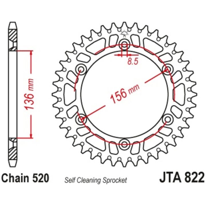 Drivpakke Forstærket/ultralet Selvrengørende JT CHAINS 520X1R 14/50 – billede 2