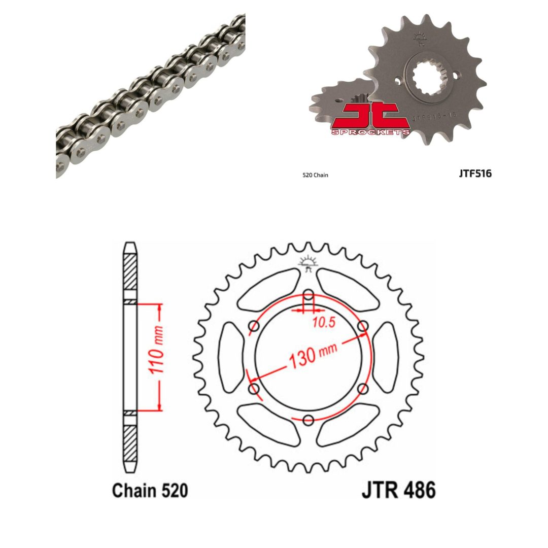 Drivpakke Standard JT CHAINS 520X1R3 14/42