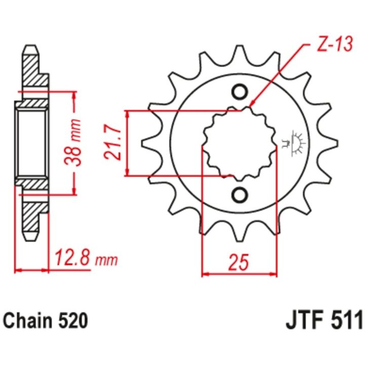 Drivpakke Standard JT CHAINS 520X1R3 15/43 – billede 4