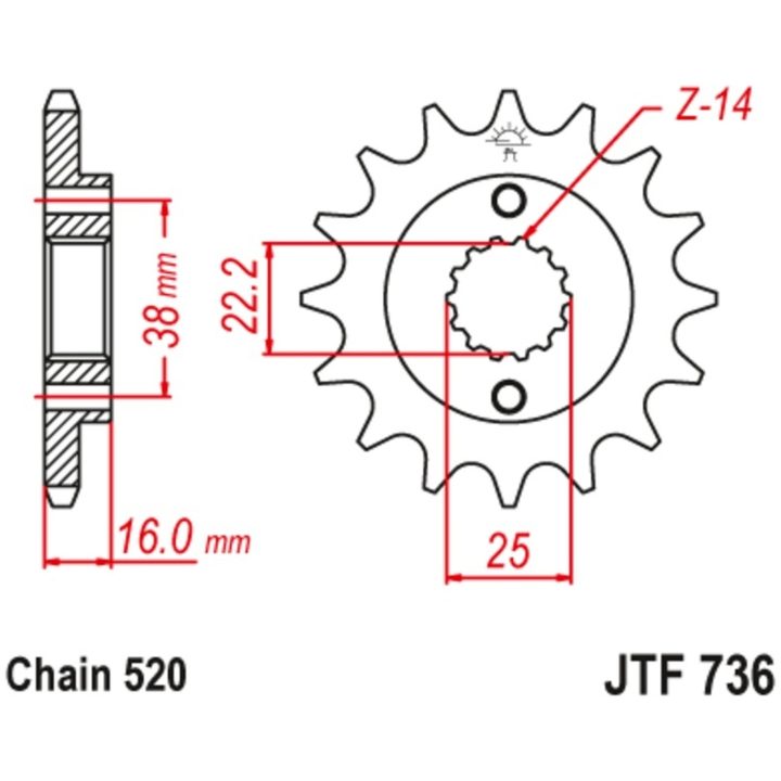 Drivpakke Standard JT CHAINS 520X1R3 15/48 – billede 4