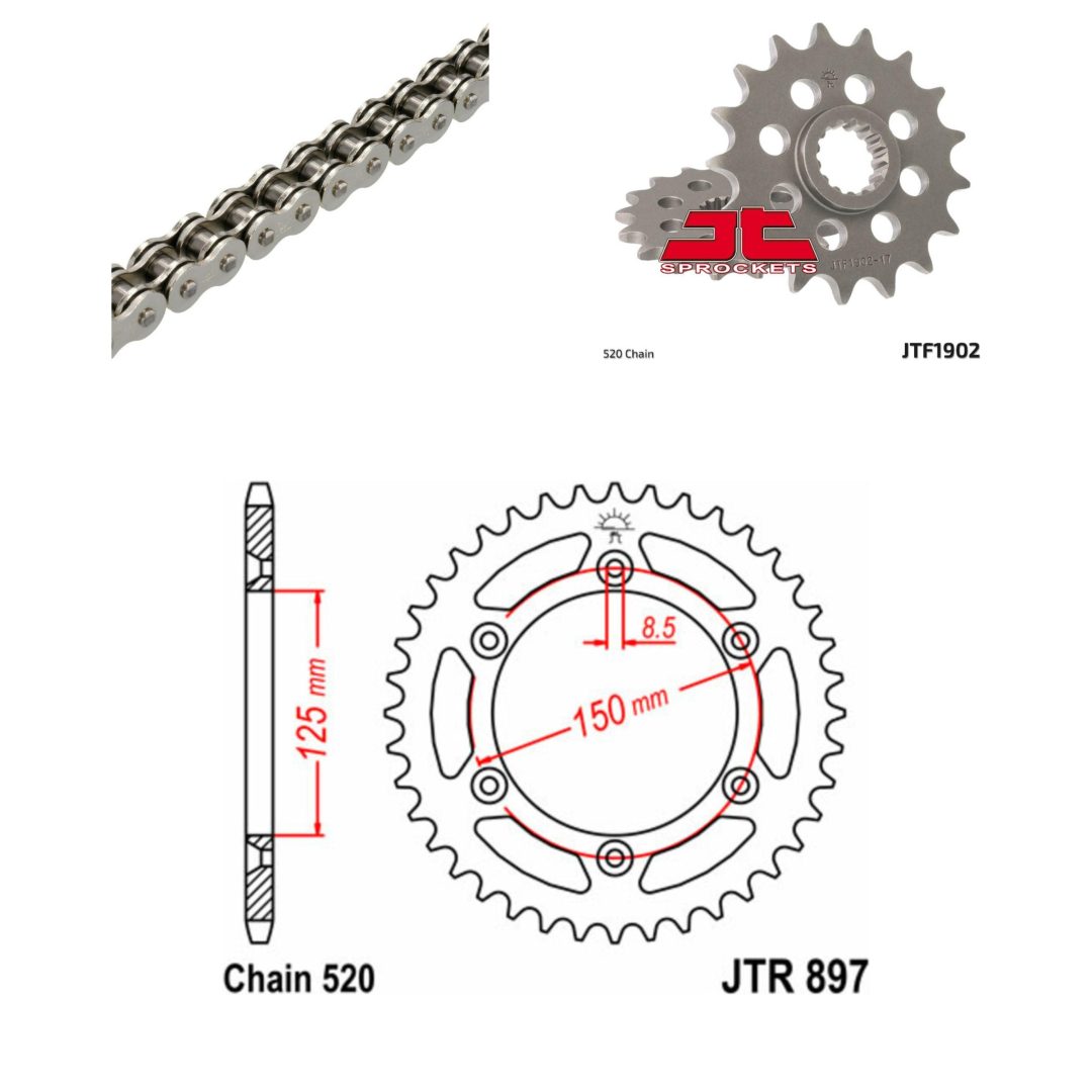 Drivpakke Standard JT CHAINS 520X1R3 16/42