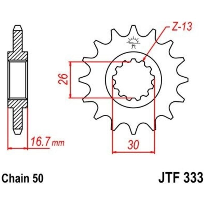 Drivpakke Superforstærket/standard JT CHAINS 530Z3 16/43 – billede 4