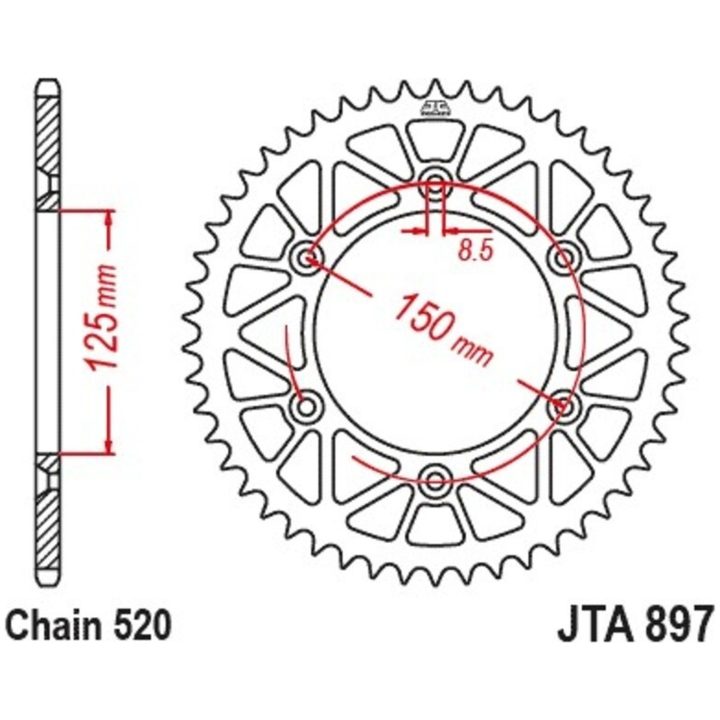 Drivpakke Superforstærket/ultralet Selvrengørende JT CHAINS 520HDS 14/48 – billede 2