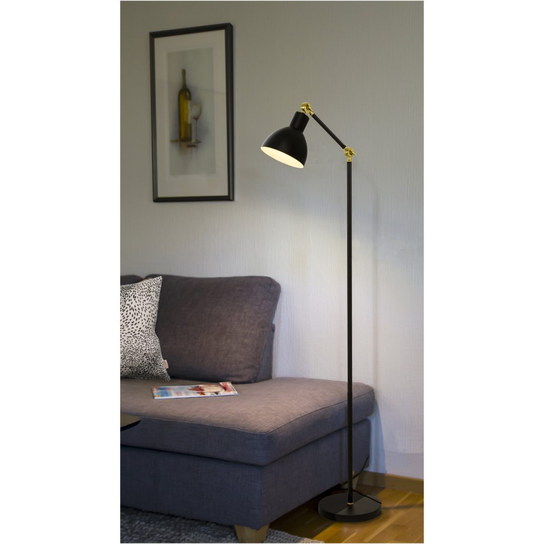 Dublin Gulvlampe, Sort/Mat Messing ANETA HOME Fatning E27 Sort /Mat Messing – billede 5