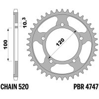EK/PBR Chain kit 520 SRX2 - 17/43-110 - Steel Reinforced Rear Sprocket