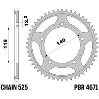 EK/PBR Chain kit 525 SRX2 - 17/47-130 - Steel Reinforced Rear Sprocket