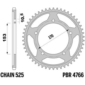 EK/PBR Chain kit 525 Z/3D - 18/44-120 - Steel Standard Rear Sprocket