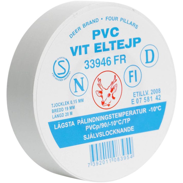 El-tape Hvid ETAB TAPE EL 33946 FR 19MMX20M HVID – billede 2