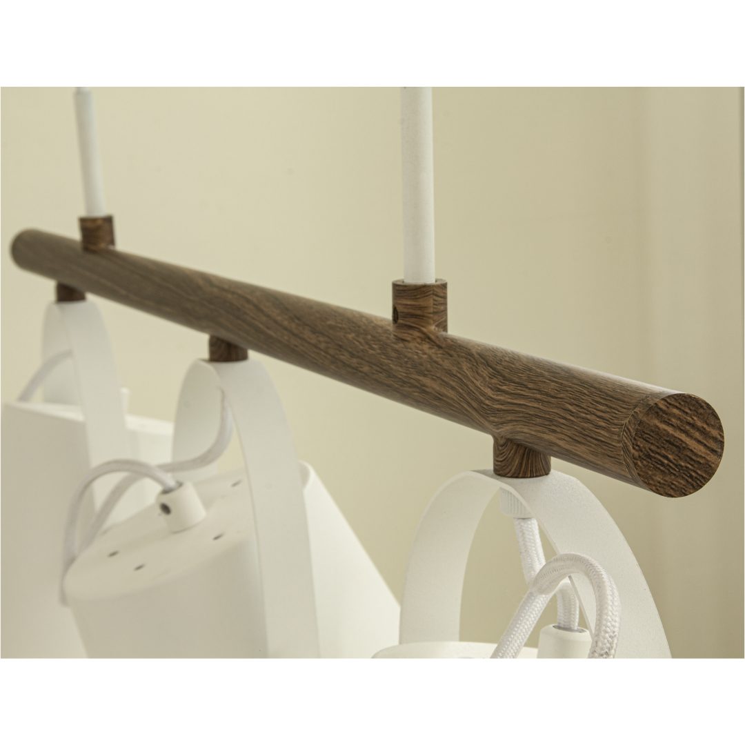 Espresso Loftlampe 3. Hvid/brunt træ ANETA HOME Sokkel E27 – billede 3