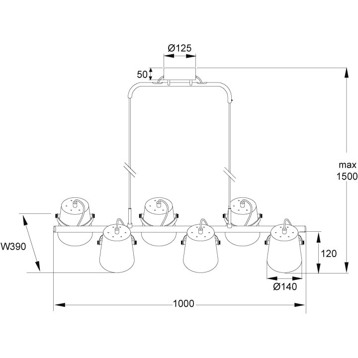 Espresso Loftlampe 6, Sort/træ ANETA HOME Fatning E27 Sort /Træ – billede 9