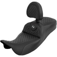 Extended Reach Roadsofa Seat - Dragon Scale - Silver Stitch - with Backrest - FLH/FLT 08-25