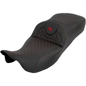 Extended Reach RoadSofa Seat - Dragon Scale - w/o Backrest - Red Stitch - FLH/FLT 08-25