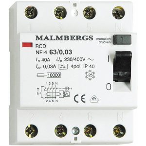 Fejlstrømsafbryder, A-type, 63A, 4-polet, 30mA MALMBERGS