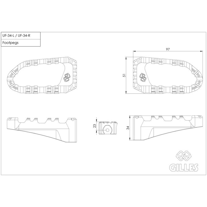 Fodstøtte Kit Stål Sort GILLES TOOLING – billede 3