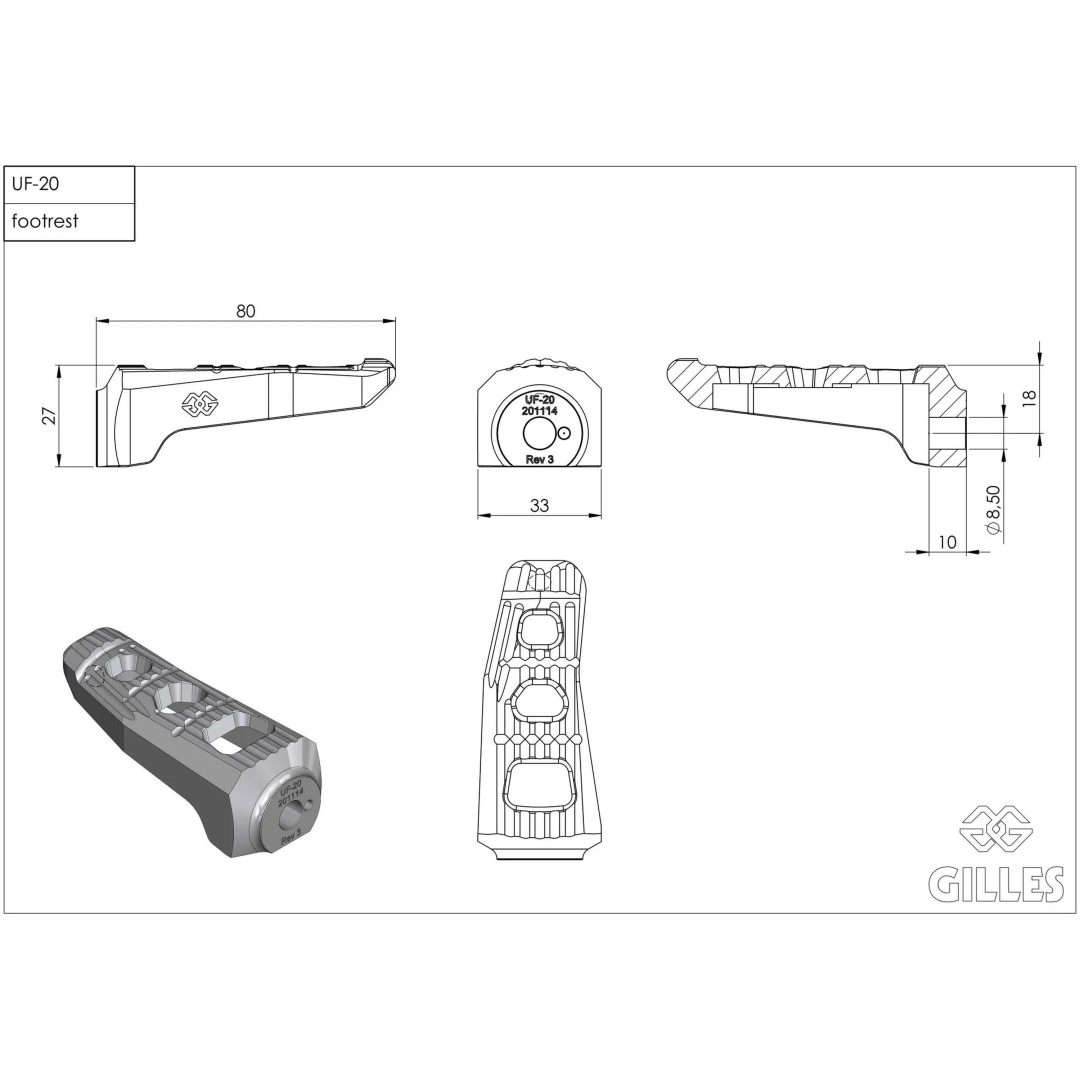 Fodstøtte Uf20 Sort GILLES TOOLING