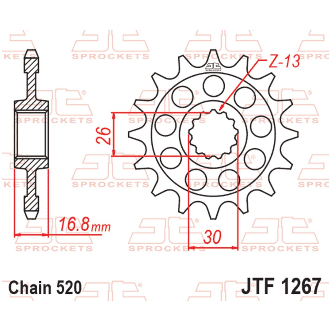 For-drev Støjfri 1267 Stål JT SPROCKETS