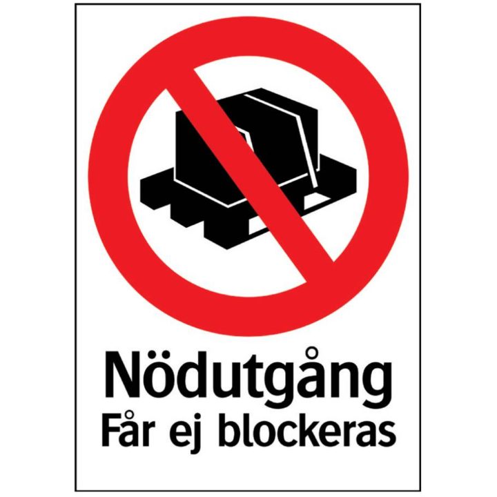 Forbudsskilt Nødudgang må ikke blokeres SKILT 35-9714 210X297 MM – billede 3