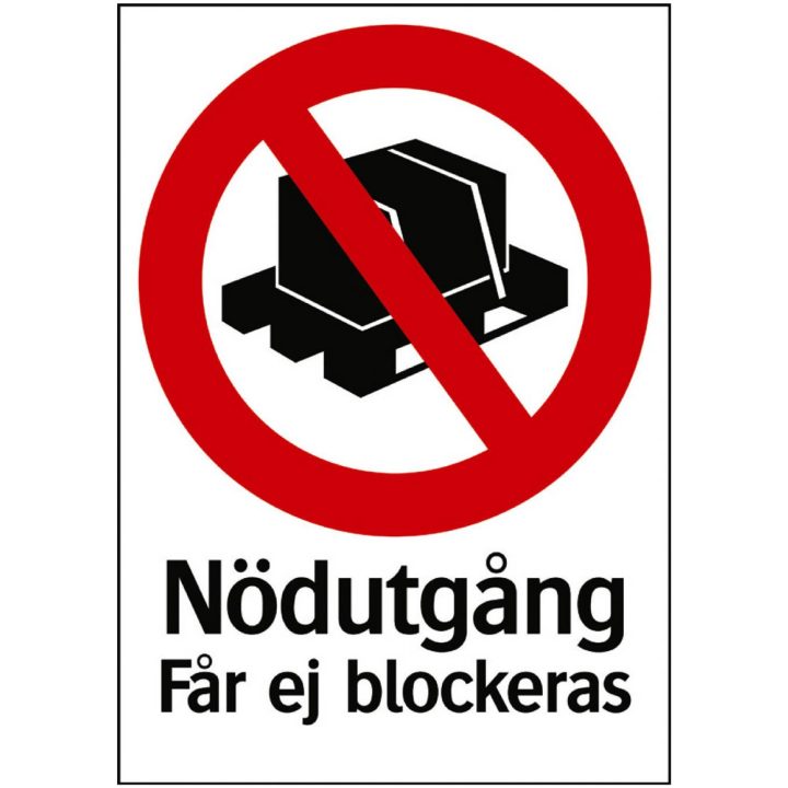 Forbudsskilt Nødudgang må ikke blokeres SKILT 35-9714 210X297 MM – billede 2