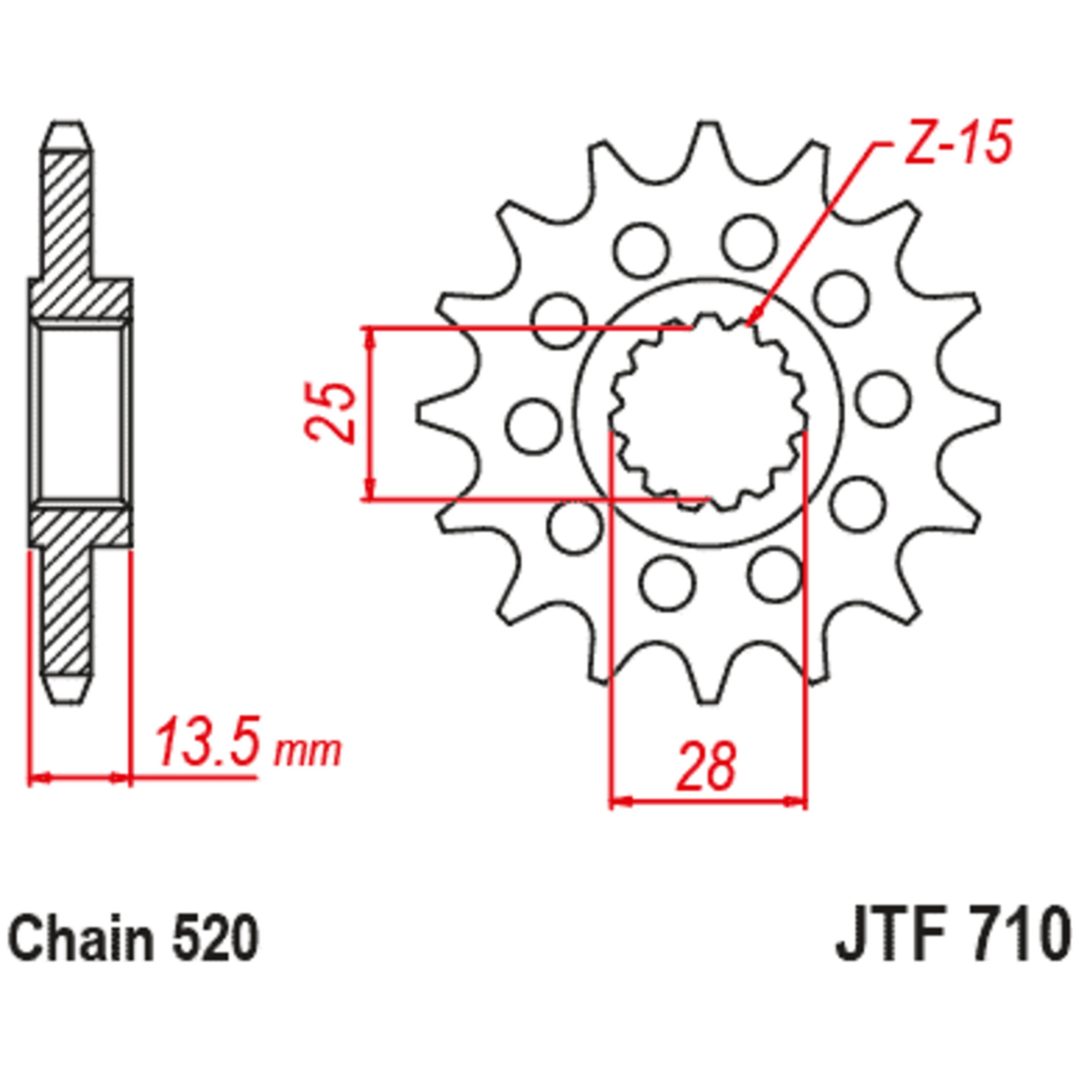 Fordrev Stål Lydløs 710 520 JT SPROCKETS