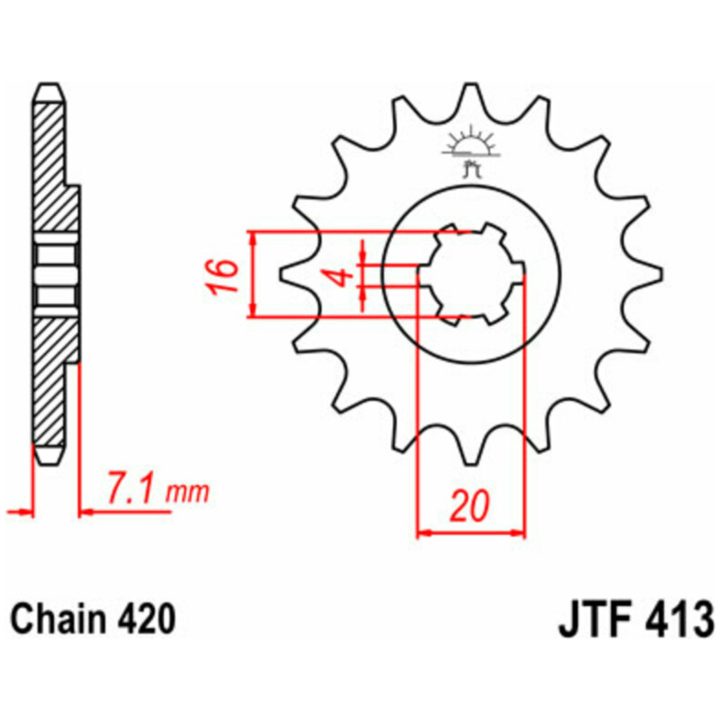 Forreste Tandhjul 413 Stål JT SPROCKETS – billede 2