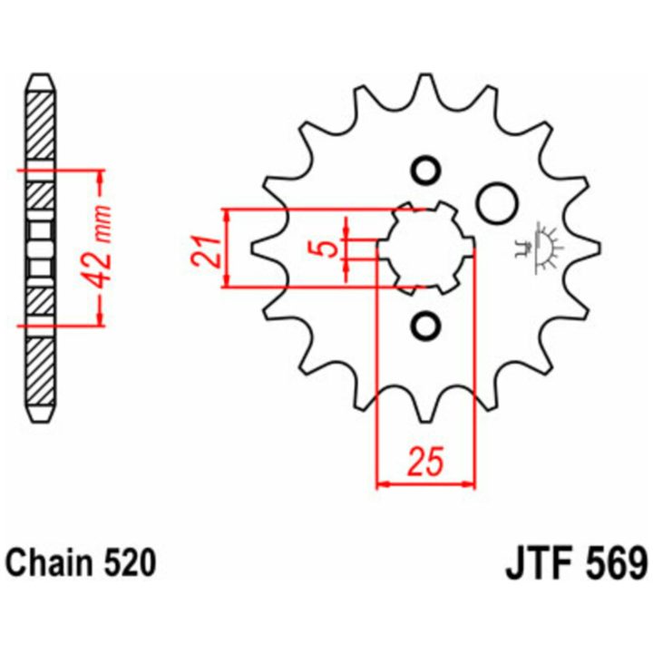 Forreste tandhjul stål JT 12 Tand / 520 – billede 3