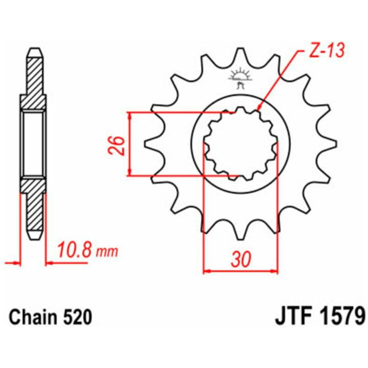 Forreste tandhjul stål JT 16 tand - Stål - Foran (520 kæde) – billede 3