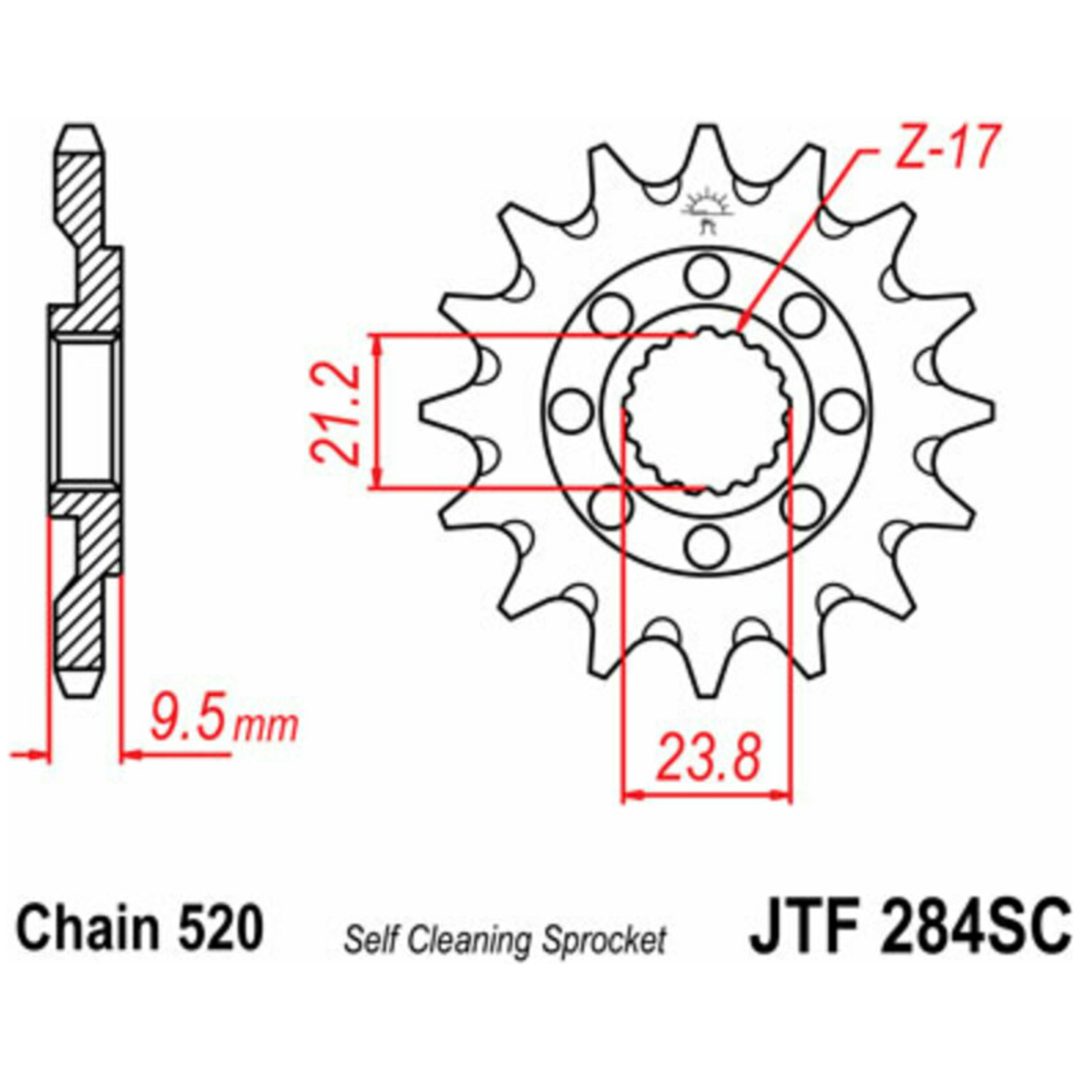 Fremre tandhjul selvrensende JT 13 Tand – billede 2