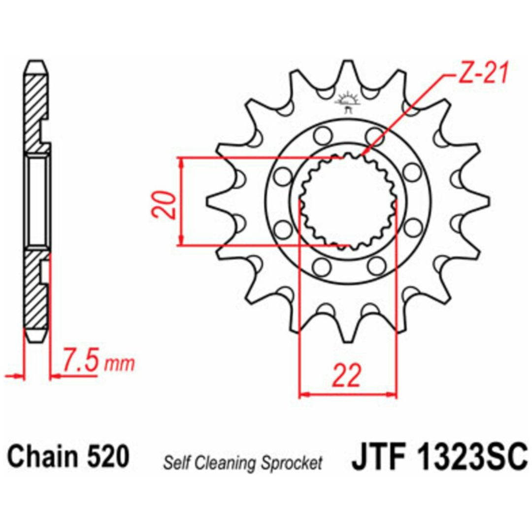 Fremre tandhjul selvrensende JT 13 Tand – billede 2