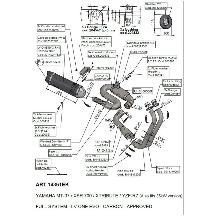 Fuldsystem 2-1 LV One Evo Kulfiber LeoVince Slash-cut – billede 3