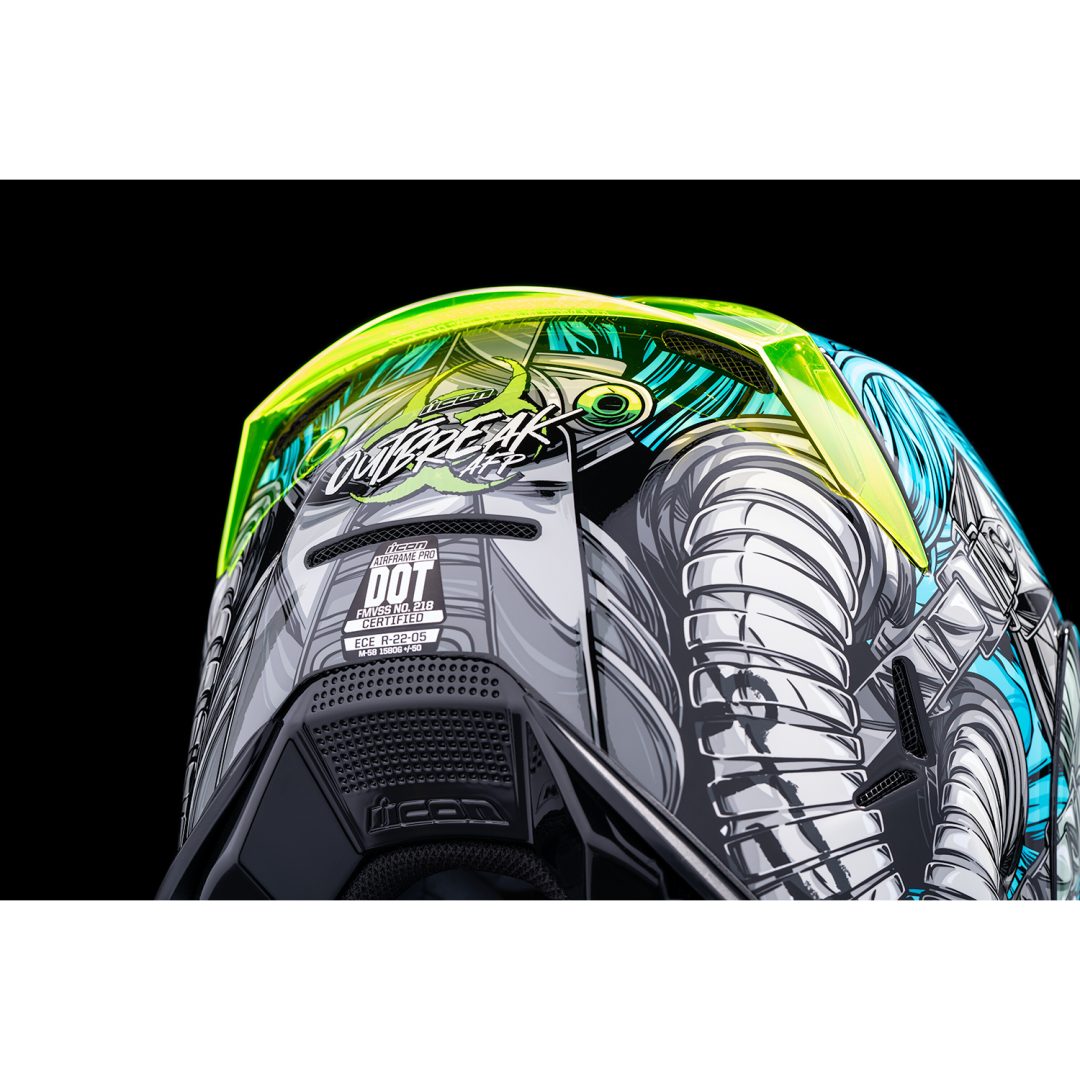 Full Face Hjelm Airframe Pro Outbreak Blå/Grøn ICON XS – billede 11