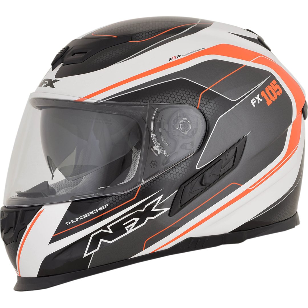 Full Face Hjelm FX-105 Thunder Chief Blank 2017 Sort/Hvid/Orange AFX Medium – billede 3