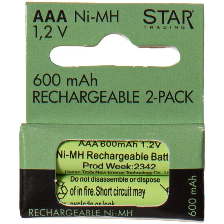 Genopladeligt batteri AAA 1,2V 600mAh Ni-MH Grøn Star Trading – billede 8