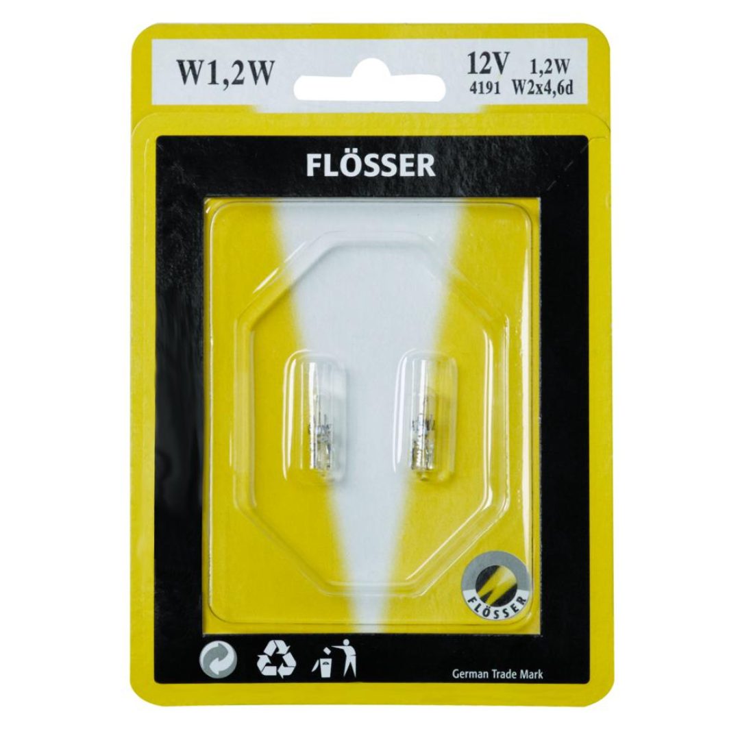 Glødepære 12V FLOSSER BULB 12V 1,2W T5 W2X4,6D 10PK