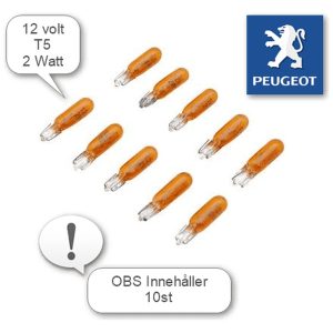 Glödlampa 12V 2W T5 (10st) Peugeot Scooter