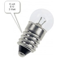 Glödlamps E10 6V 3W Sockel E10