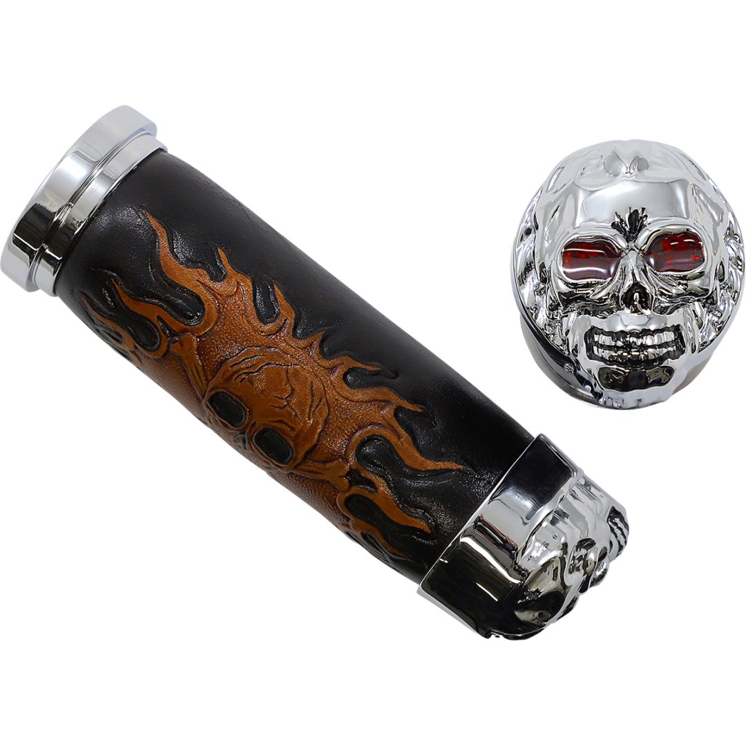Håndtag Skull Sort/brun/krom DRAG SPECIALTIES – billede 3