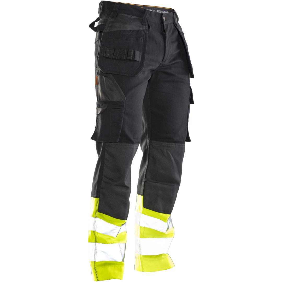 Håndværkerbukser Hi-Vis 2277 Practical Sort/Gul Jobman C46